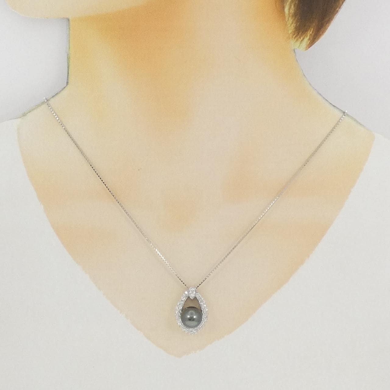 K18WG 黒蝶パール ネックレス 9.9mm