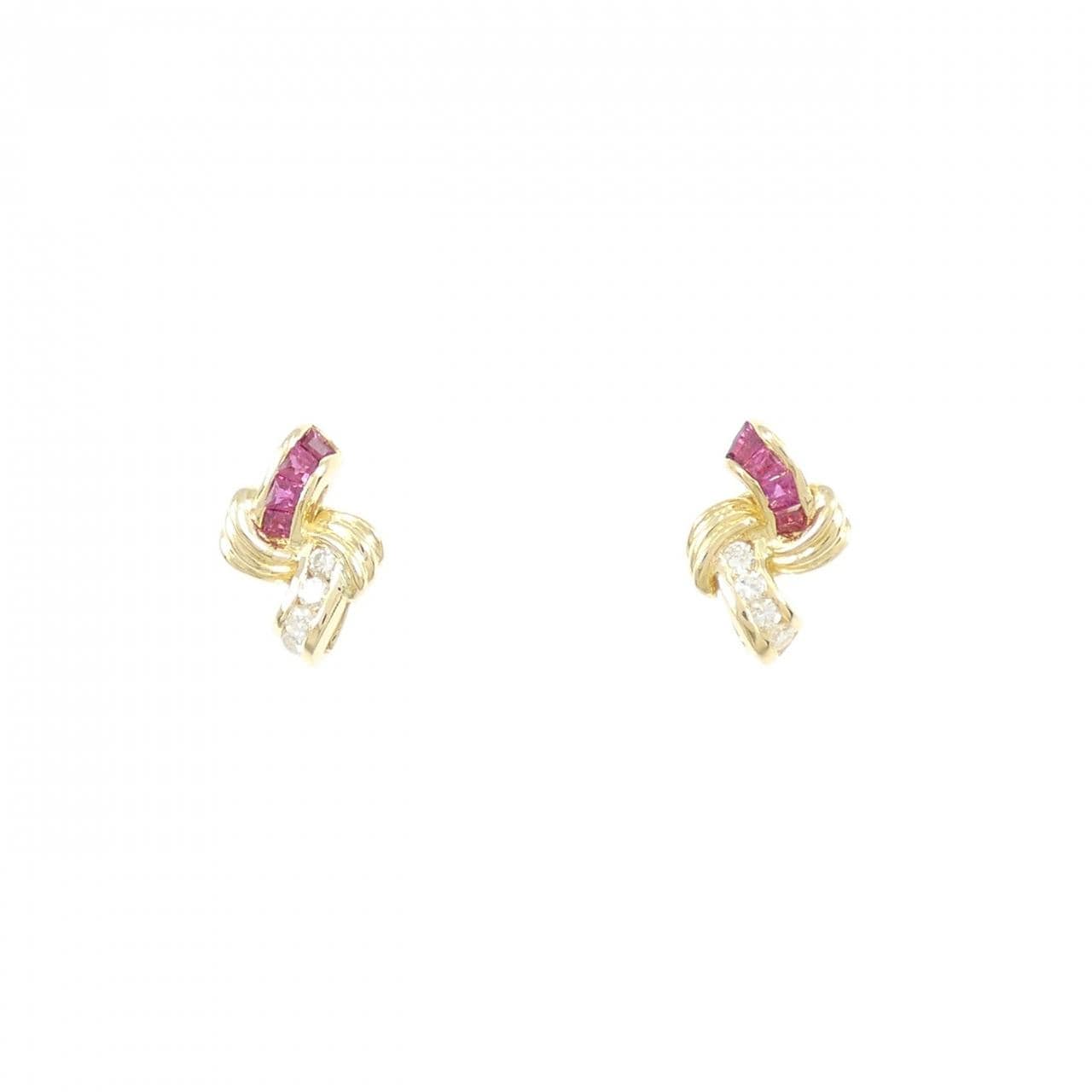 K18YG ルビー ピアス 0.22CT