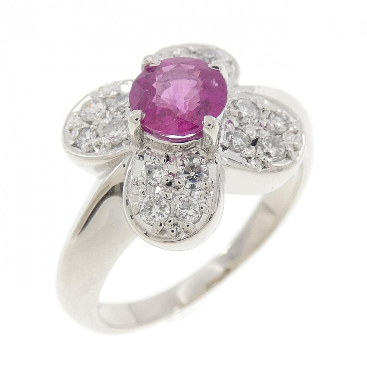 PT900 フラワー ルビー リング 0.67CT