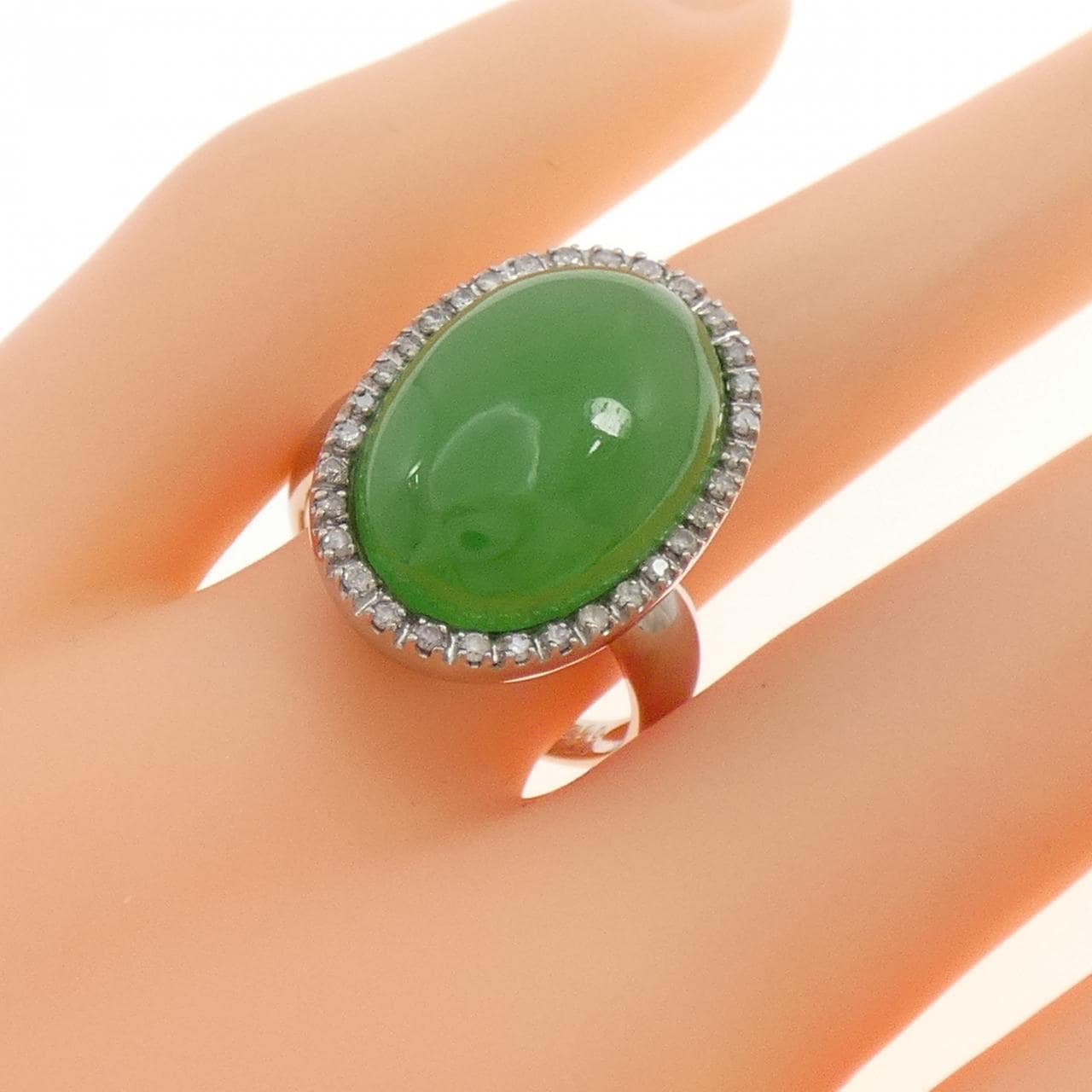 K18WG ヒスイ リング 10.00CT