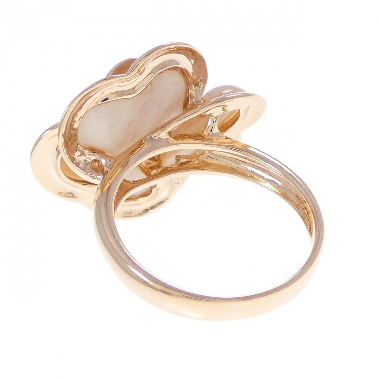 K18PG フラワー マザーオブパール リング