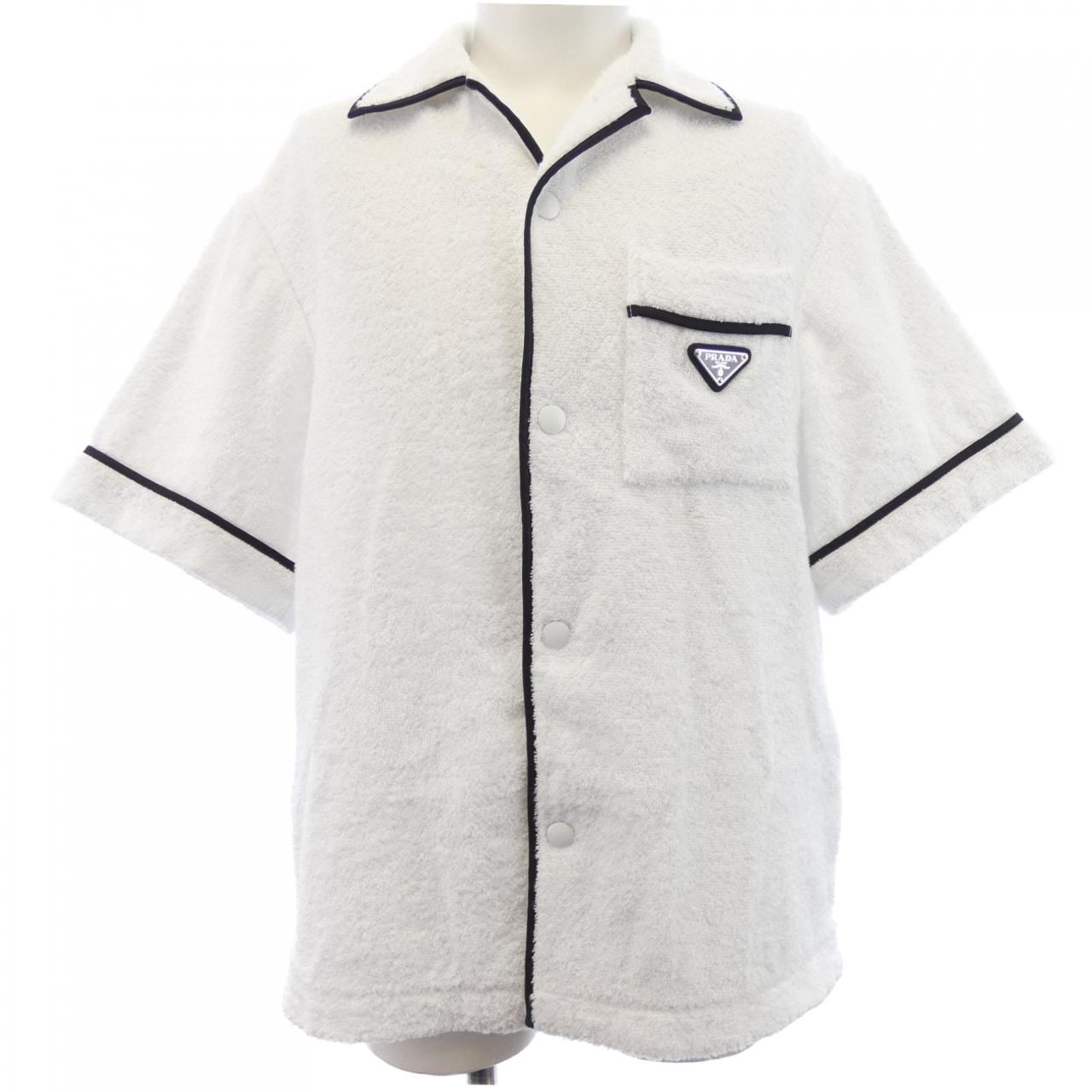 プラダ PRADA トライアングルロゴ コットンテリー ボウリングシャツ SC559 S212 1ZR3 S／Sシャツ