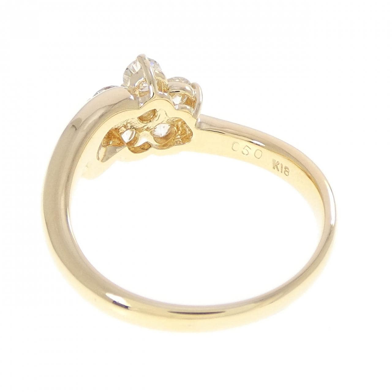 K18YG フラワー ダイヤモンド リング 0.50CT