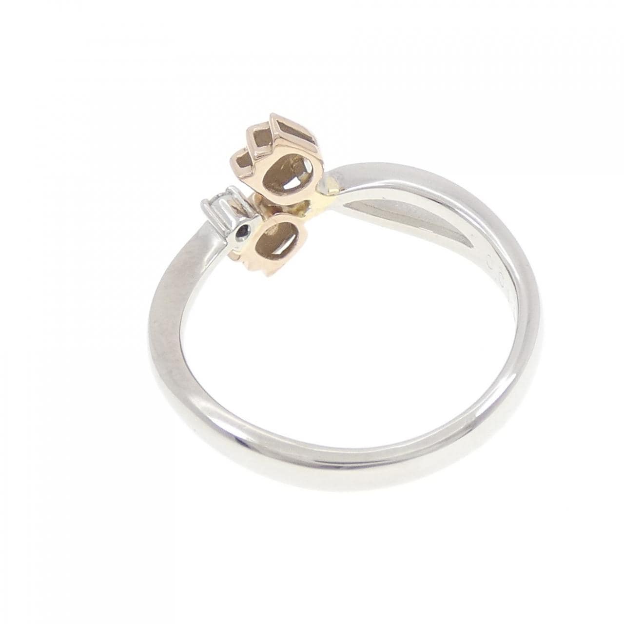 PT900/K18PG Flower Diamond Ring 0.01CT