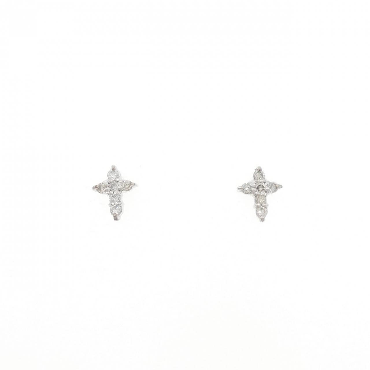 PT900 クロス ダイヤモンド ピアス 0.1CT