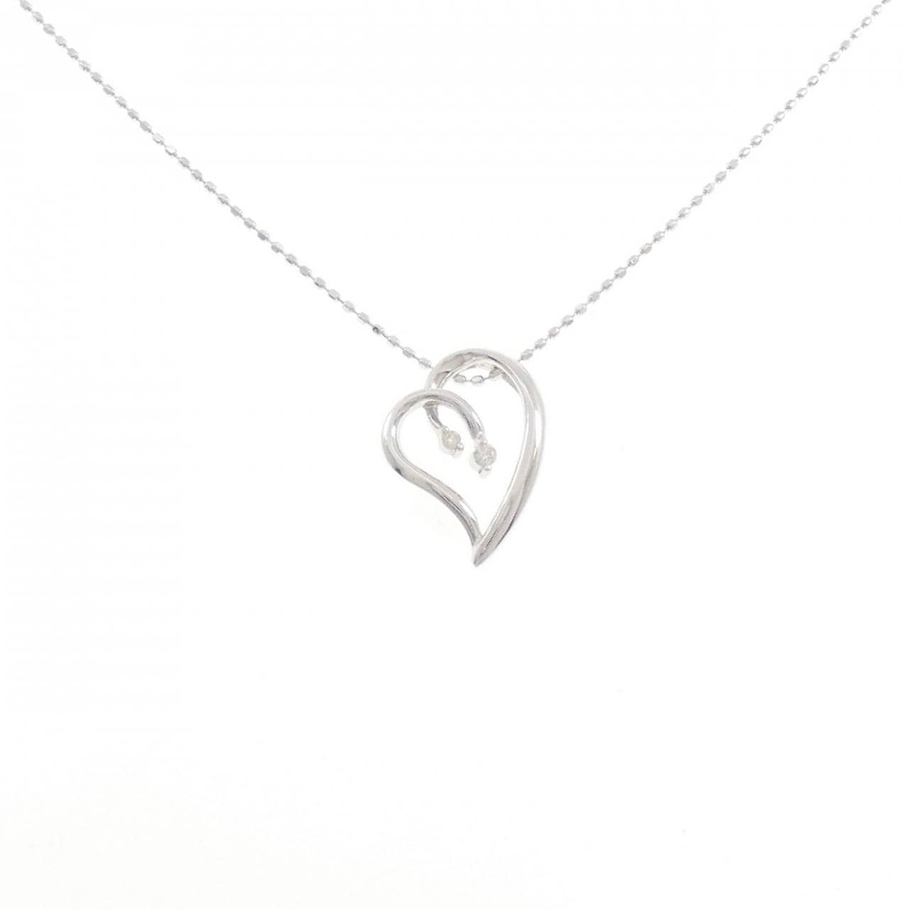 K18WG ハート ダイヤモンド ネックレス 0.03CT