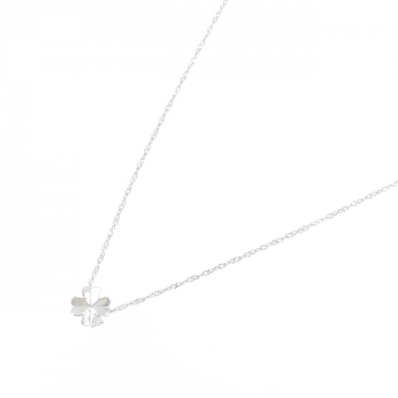 K18WG Clover Diamond Necklace 0.02CT