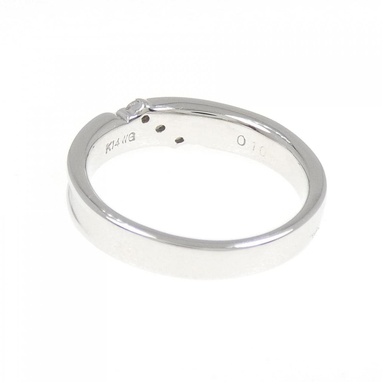 K14WG スリーストーン ダイヤモンド リング 0.10CT