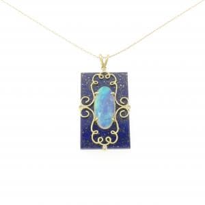 K18YG colored stone necklace