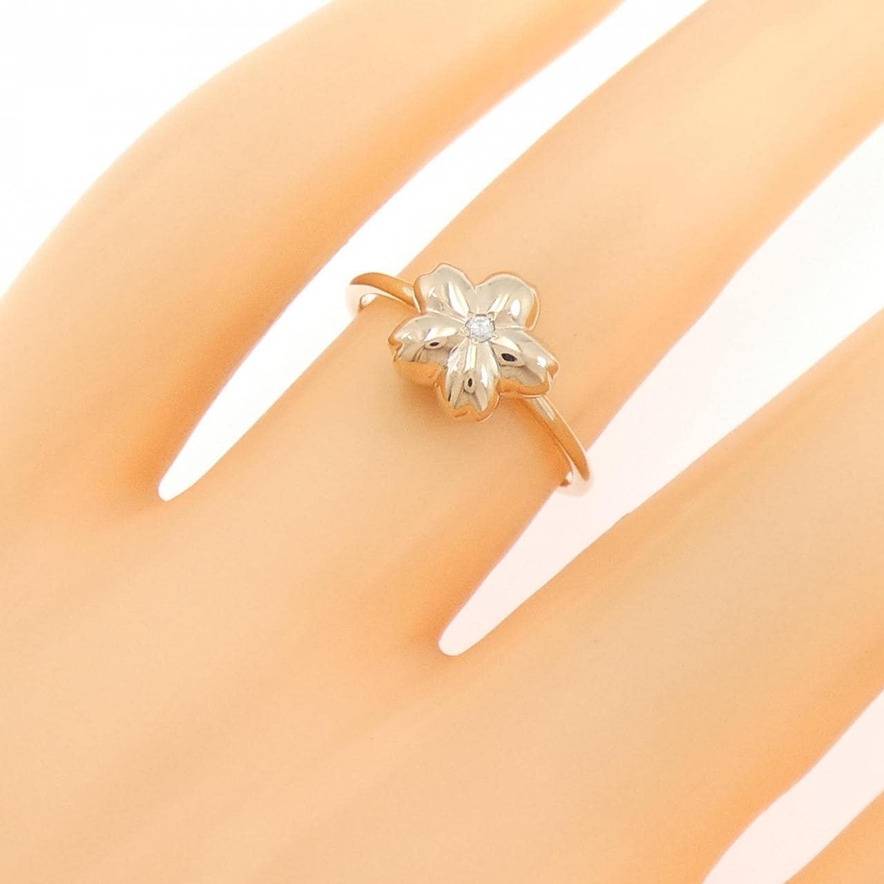 K18PG フラワー ダイヤモンド リング 0.01CT