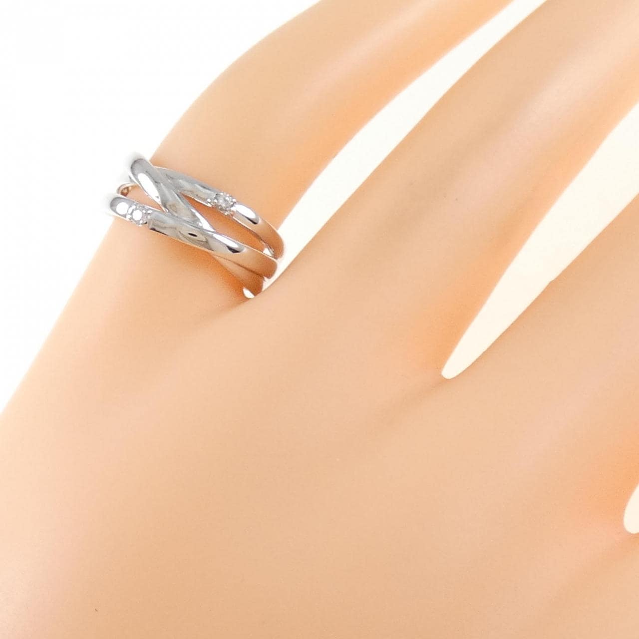 K14WG ダイヤモンド ピンキー リング 0.03CT