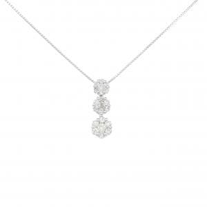 K18WG フラワー ダイヤモンド ネックレス 0.50CT