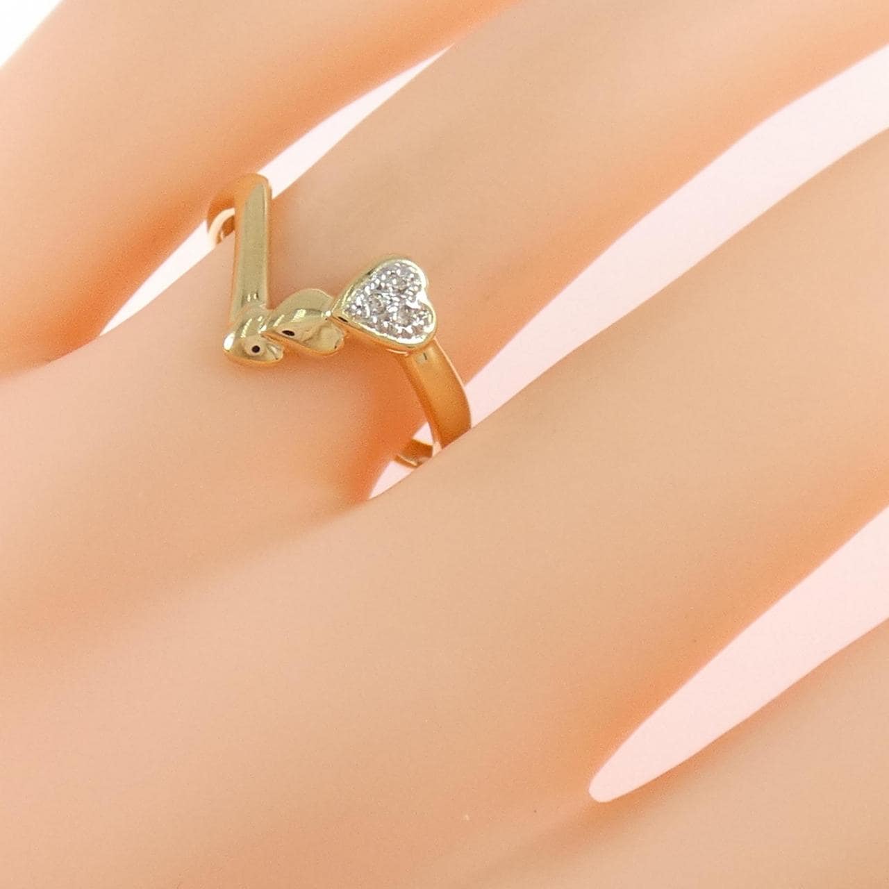 K18YG/PT900 ハート ダイヤモンド リング 0.02CT