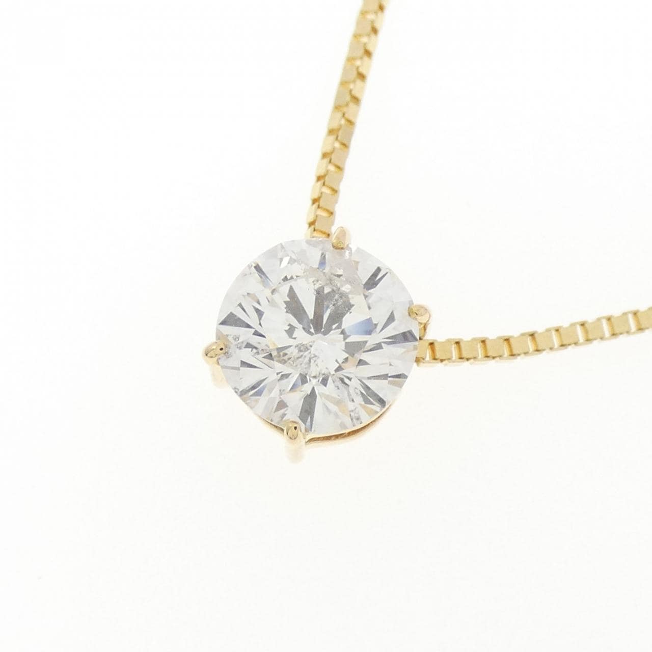18K Yellow Gold Solitaire Diamond Necklace 1.018CT