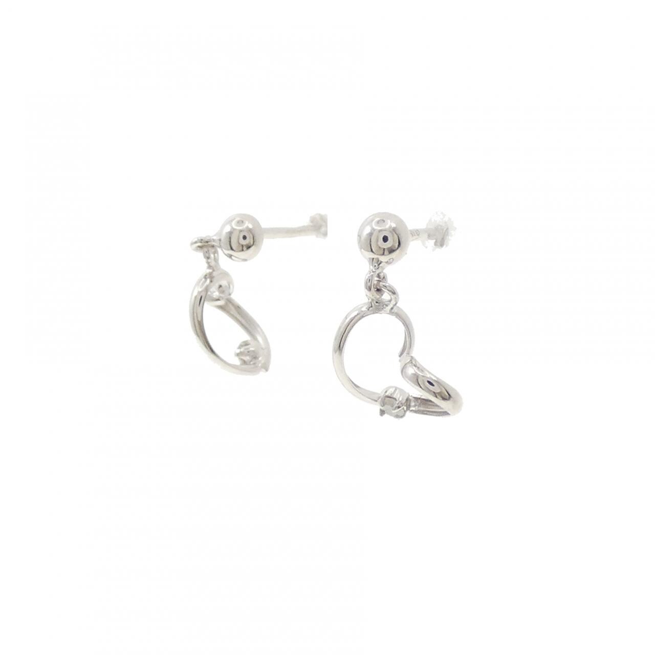K14WG ハート ダイヤモンド ピアス 0.02CT