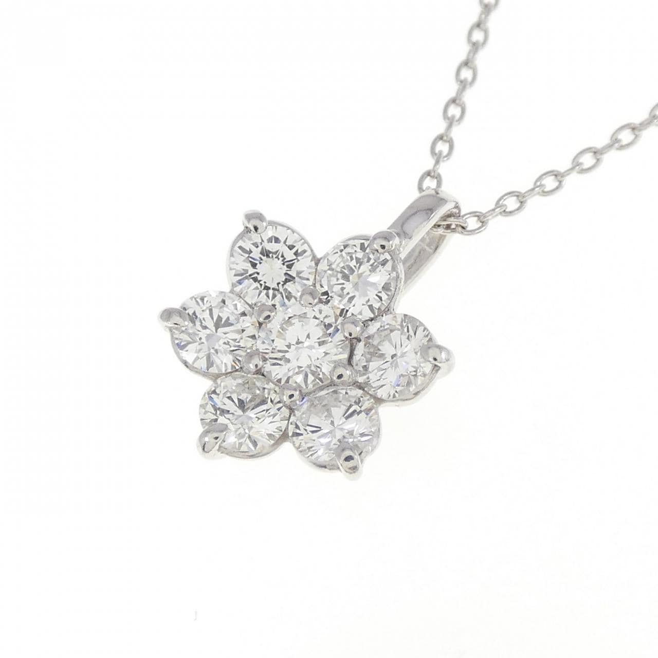 K18WG Flower Diamond Necklace 0.670CT