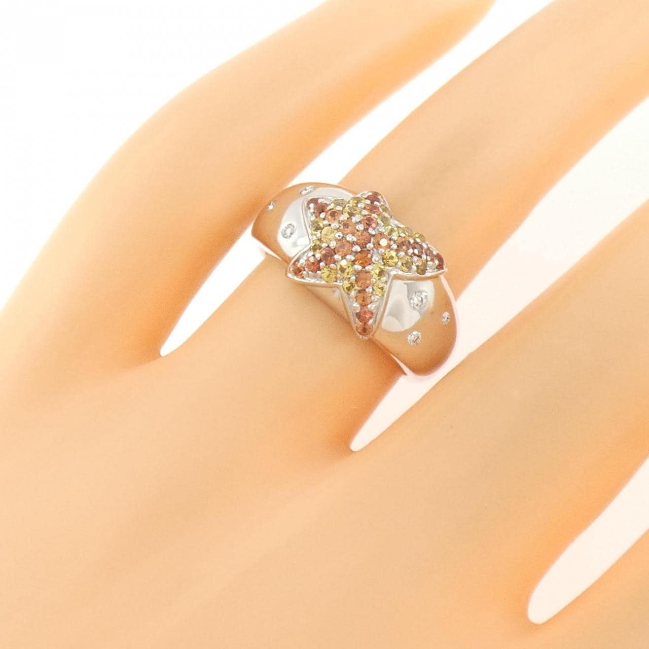 K18WG ヒトデ サファイヤ リング 0.56CT