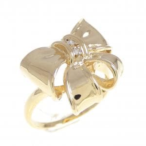 K18YG リボン ダイヤモンド リング 0.03CT