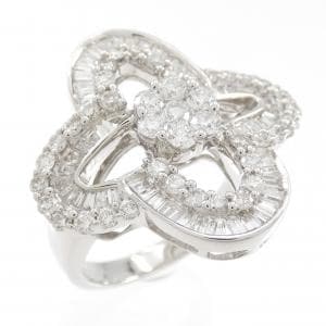 K18WG フラワー ダイヤモンド リング 1.50CT