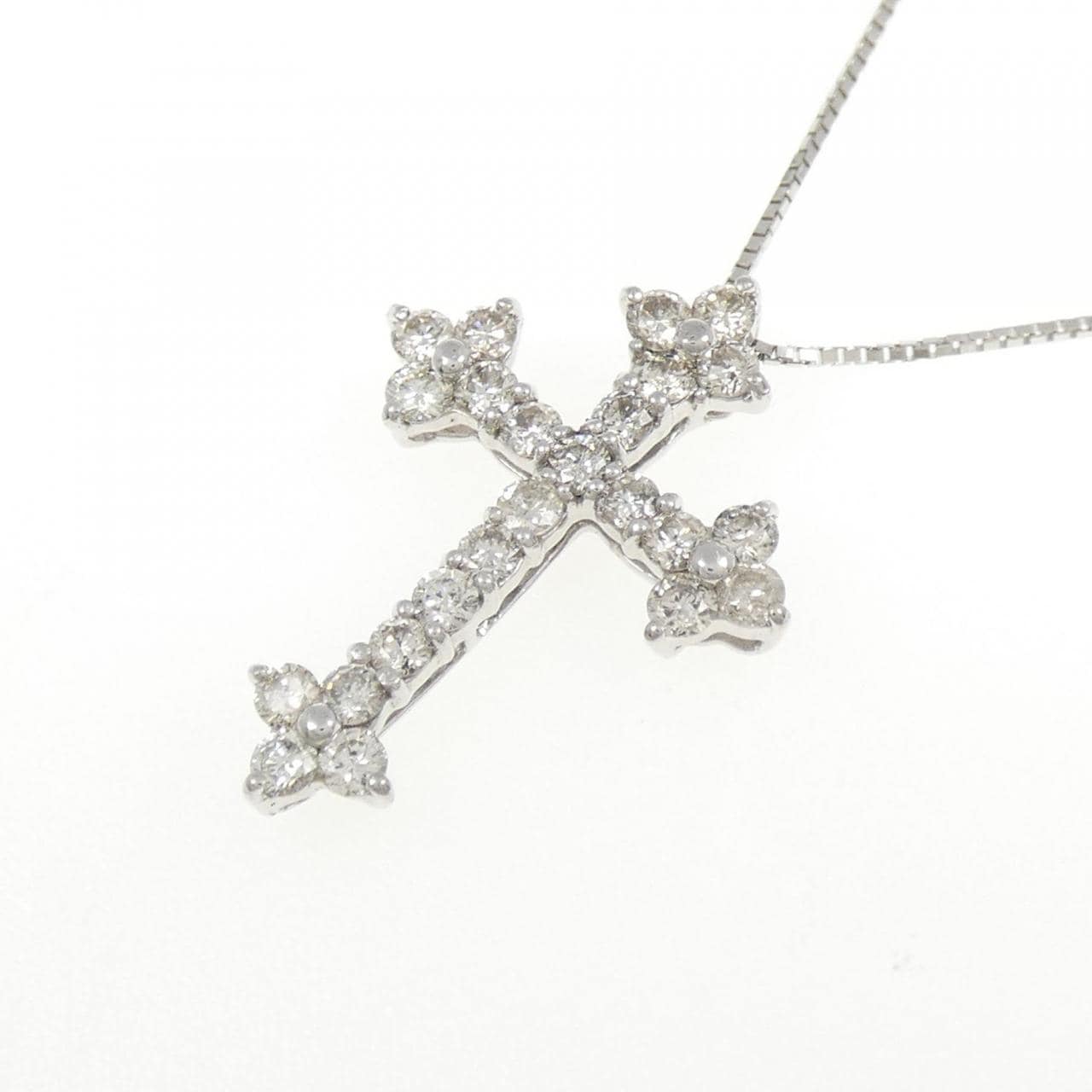 K18WG クロス ダイヤモンド ネックレス 1.00CT