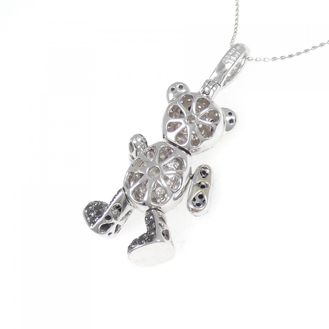 K18WG/K18BG パンダ ダイヤモンド ネックレス 0.92CT