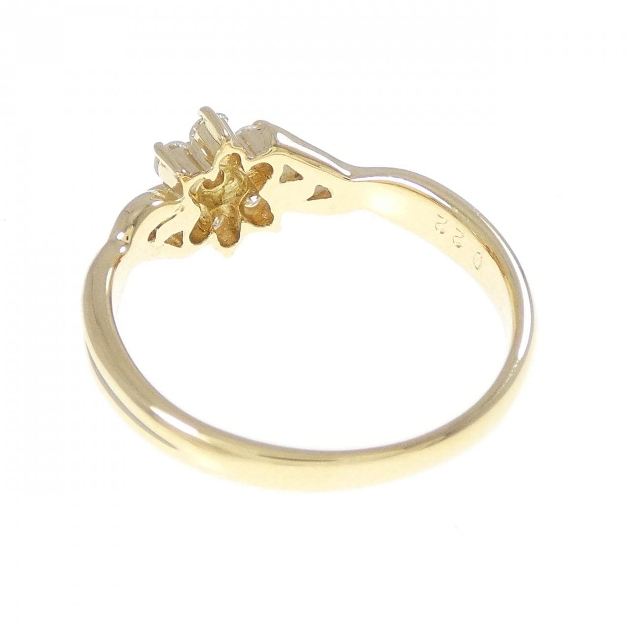 K18YG フラワー ダイヤモンド リング 0.22CT