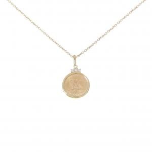 K18YG(枠) ダイヤモンド コイン ネックレス 0.04CT