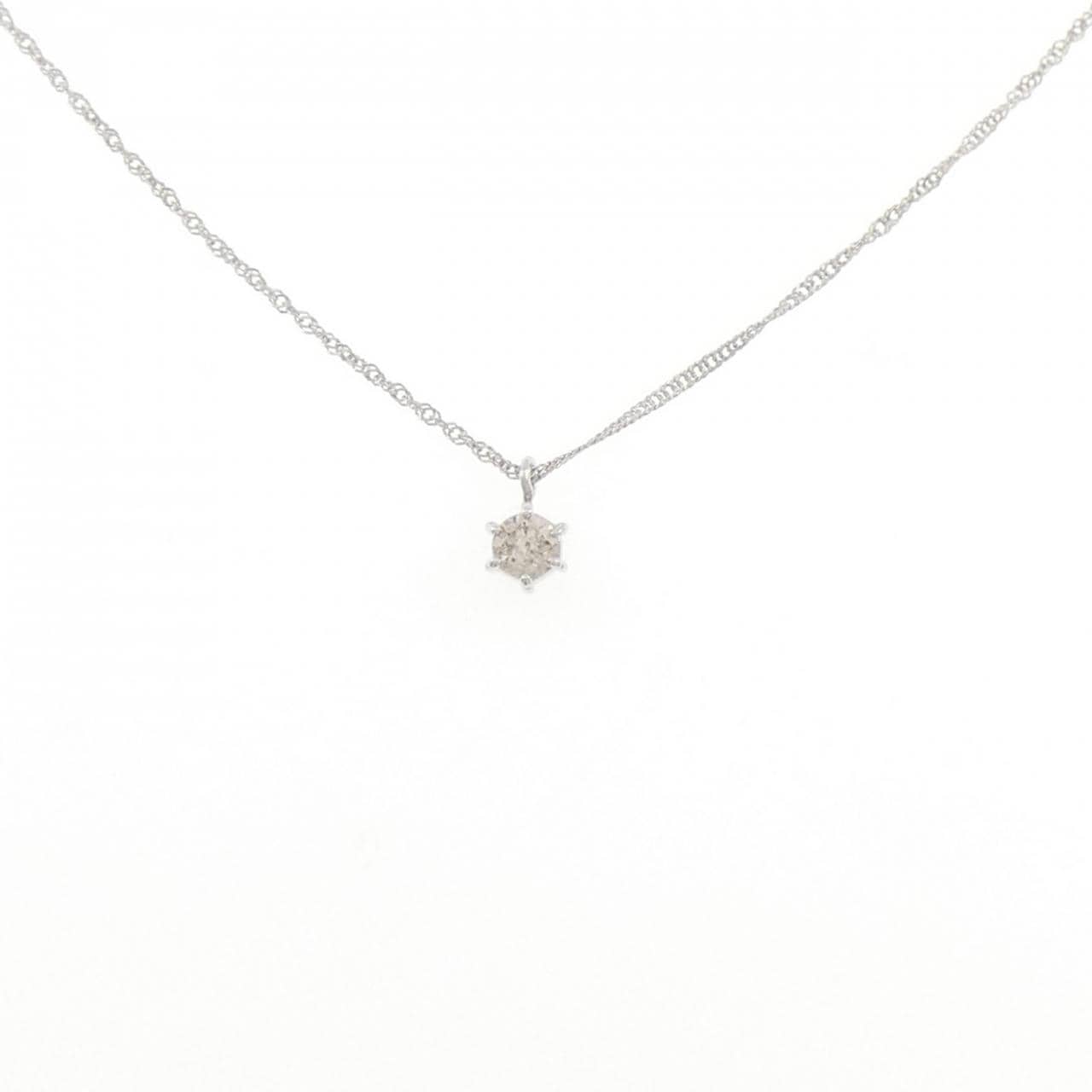 K18WG ソリティア ダイヤモンド ネックレス 0.1CT