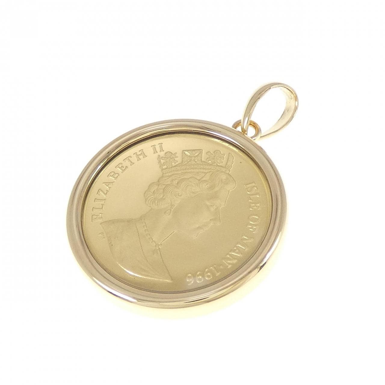 K18YG frame coin pendant