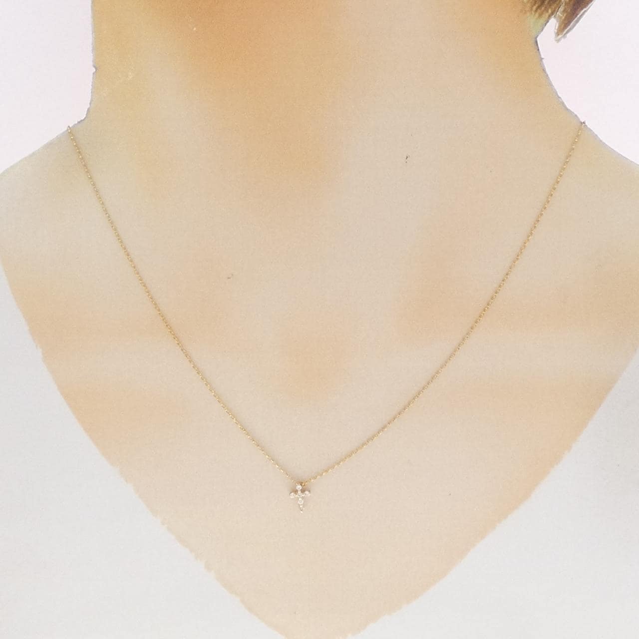 K18YG クロス ダイヤモンド ネックレス