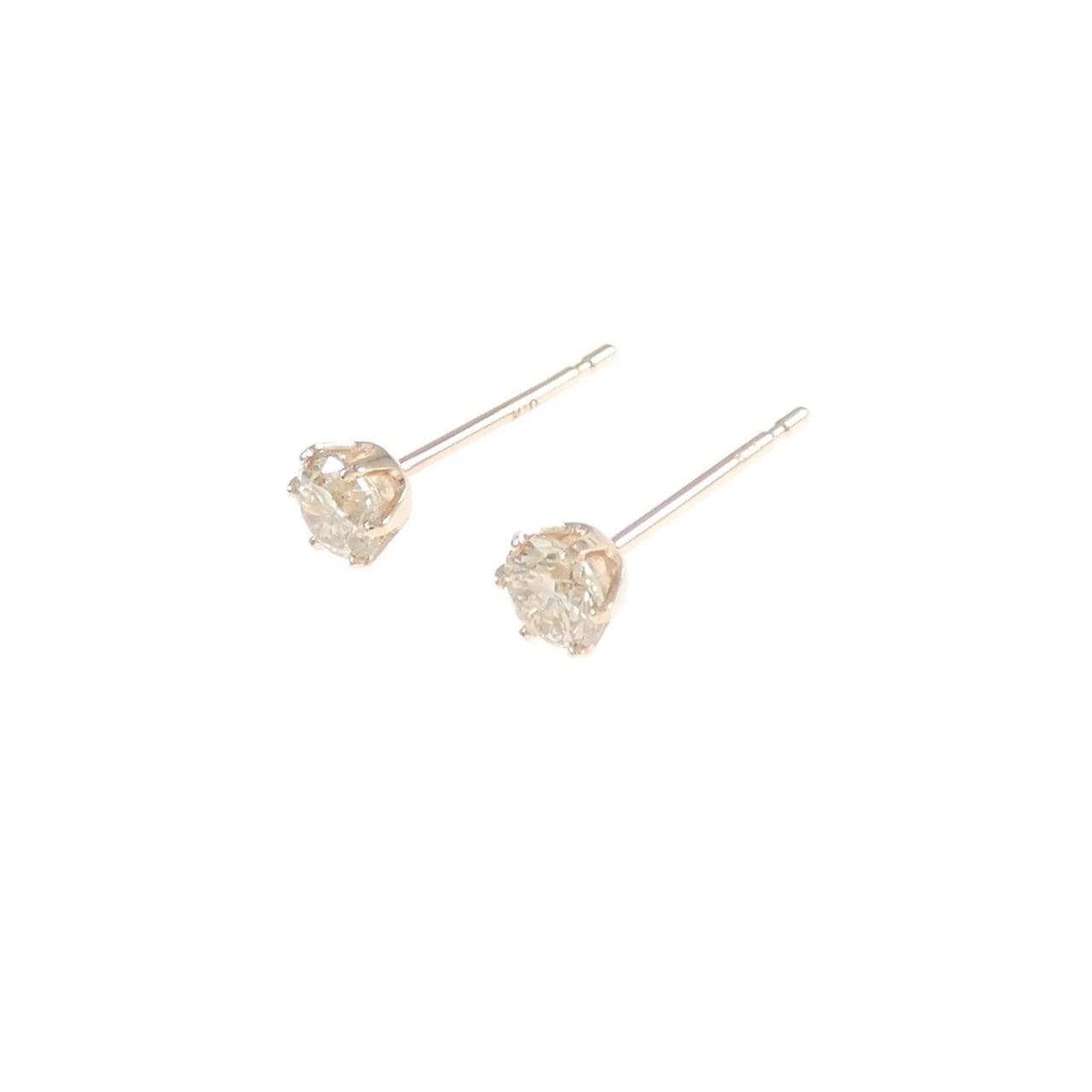 K10PG ソリティア ダイヤモンド ピアス 0.30CT