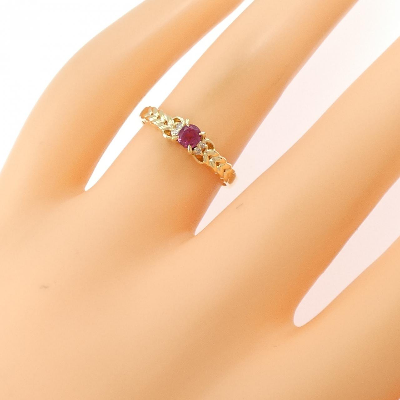 K18YG ルビー リング 0.20CT