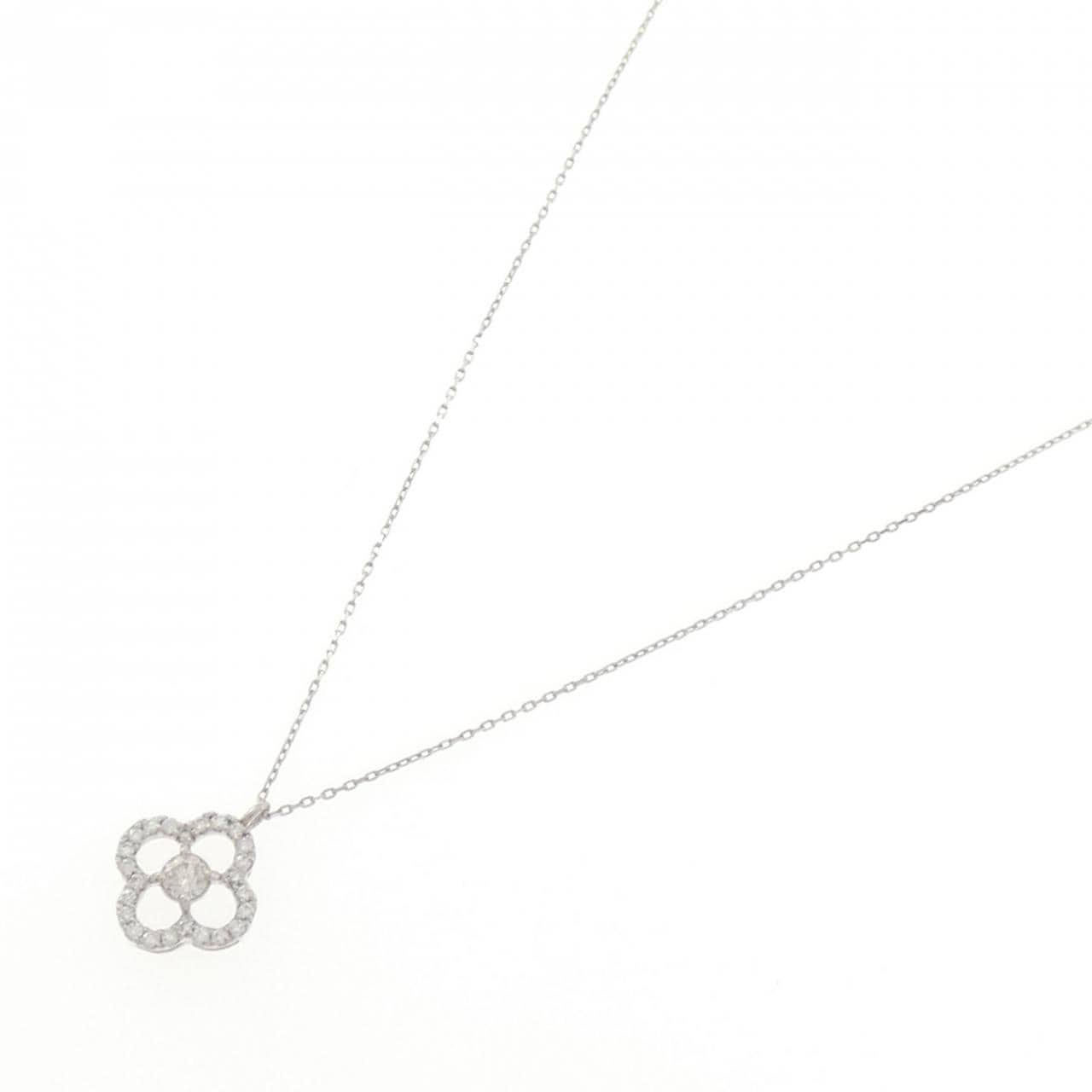 PT900/PT850 フラワー ダイヤモンド ネックレス 0.21CT