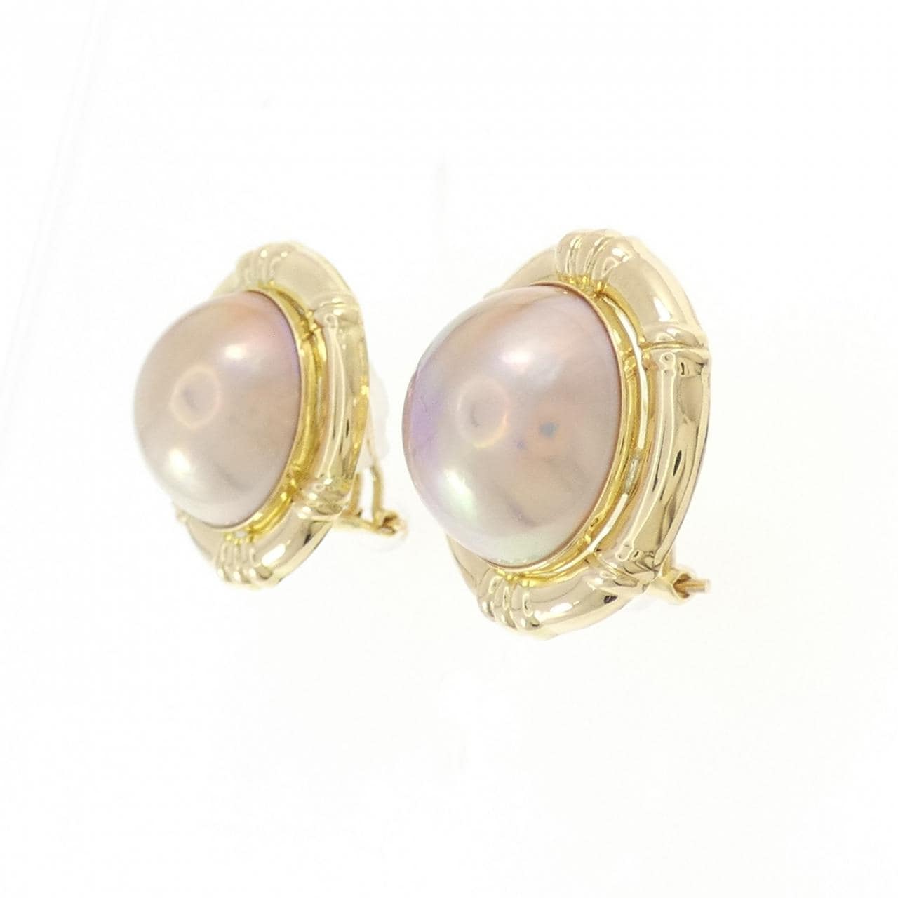 K18YG Mabe pearl earrings