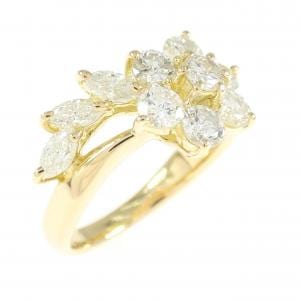 K18YG フラワー ダイヤモンド リング 1.00CT
