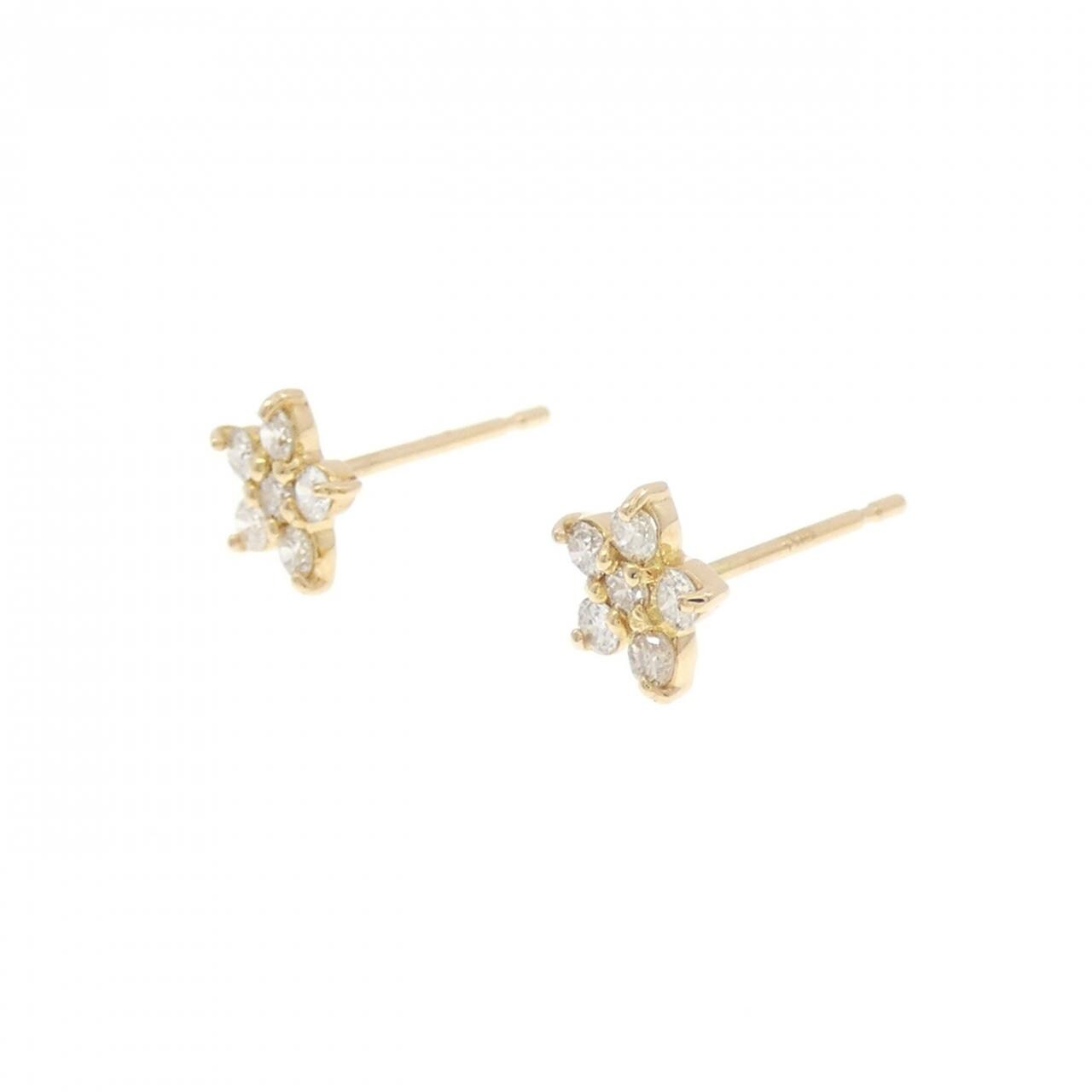 [新品] K18YG 花朵钻石耳环 0.20CT