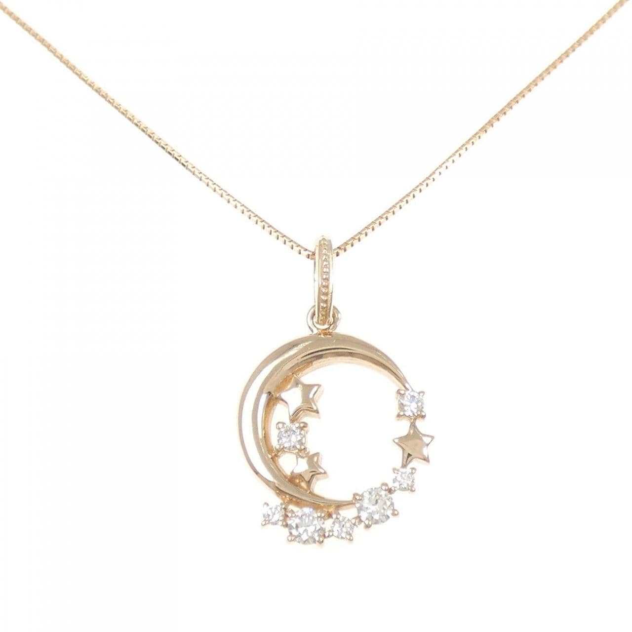 K18PG ムーン×スター ダイヤモンド ネックレス 0.17CT