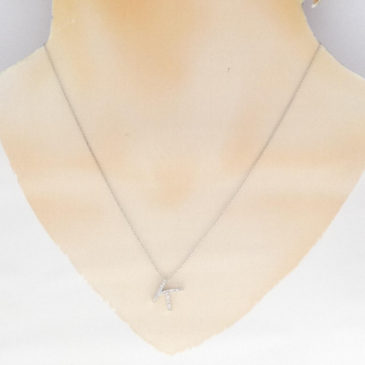 K18WG イニシャルK ダイヤモンド ネックレス 0.15CT