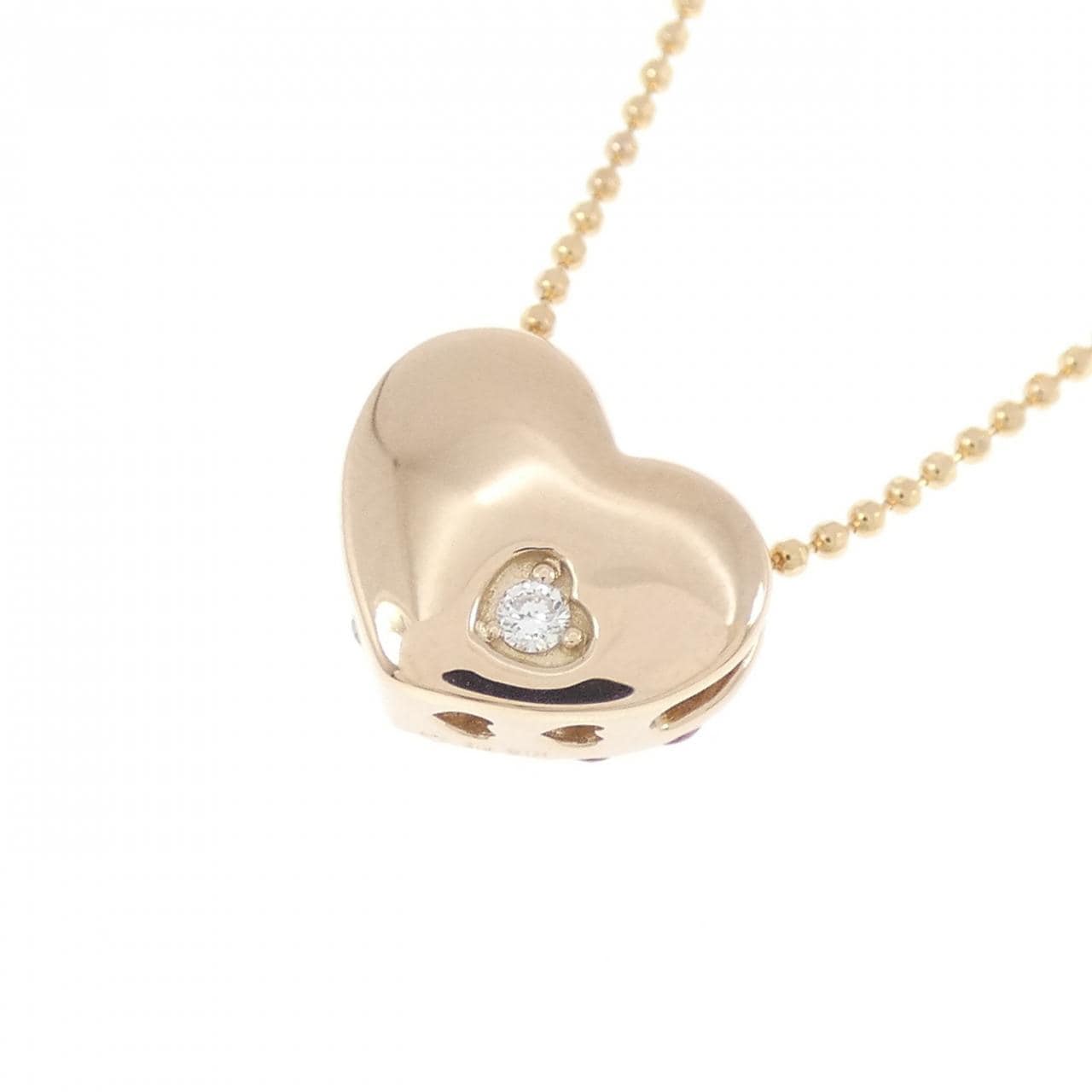 K18PG ハート サファイヤ ネックレス 0.41CT