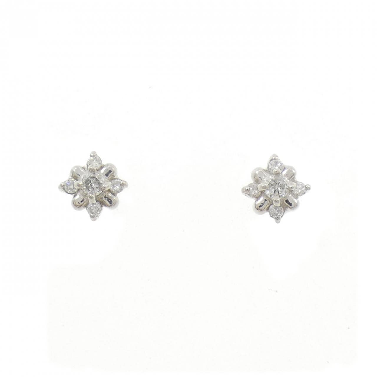 PT900 フラワー ダイヤモンド ピアス 0.10CT