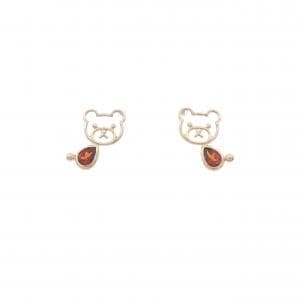 【新品】K10YG ベア ガーネット ピアス