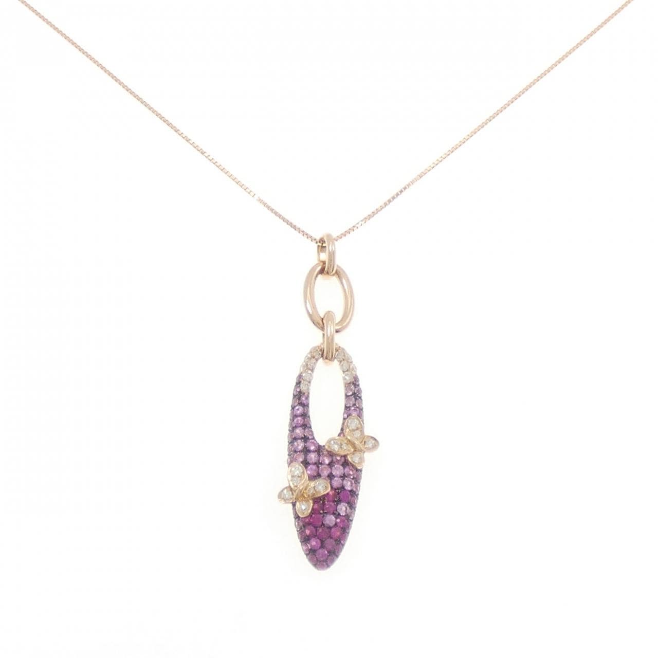 K18PG/K18BG バタフライ サファイヤ ネックレス 1.44CT