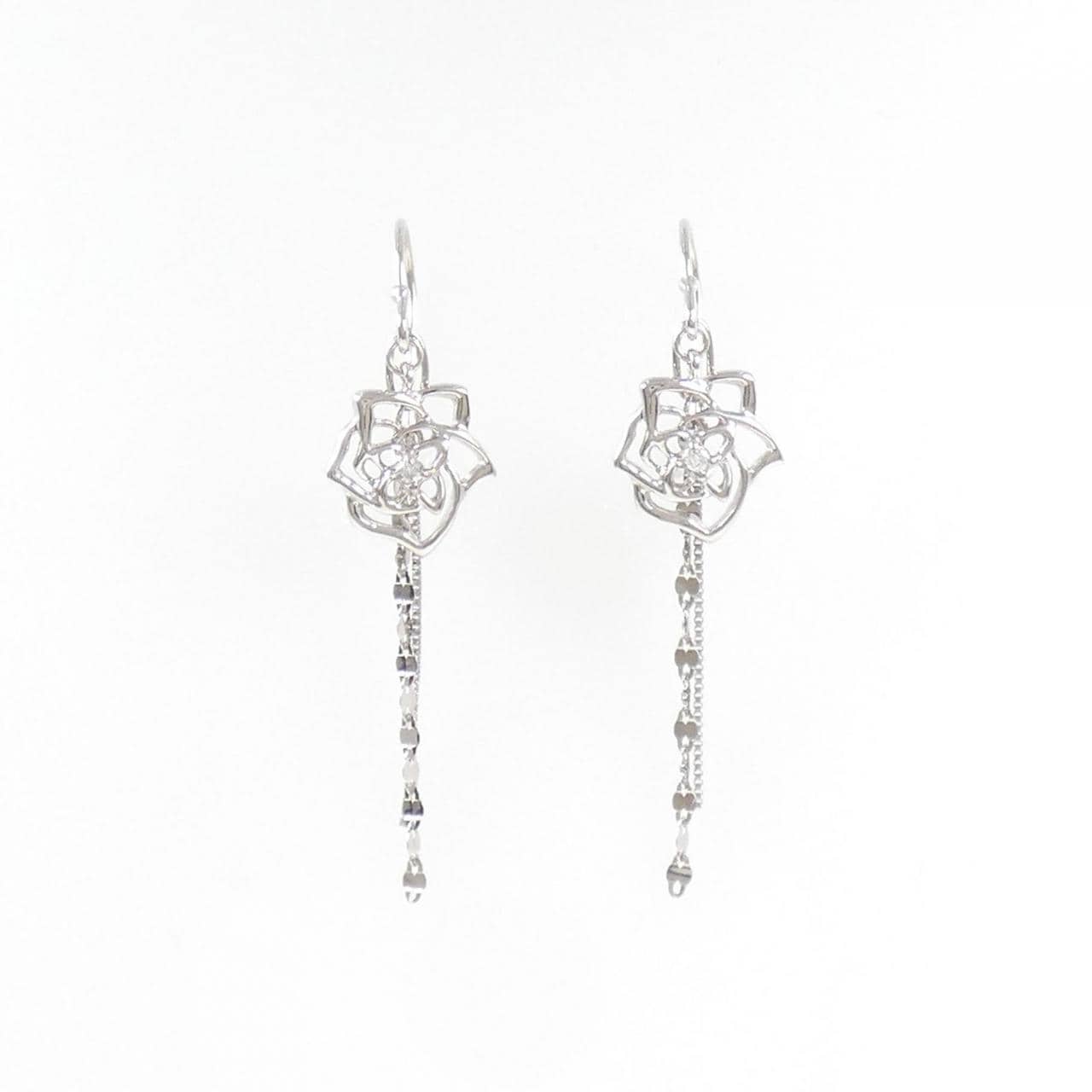 K10WG ローズ ダイヤモンド ピアス 0.02CT