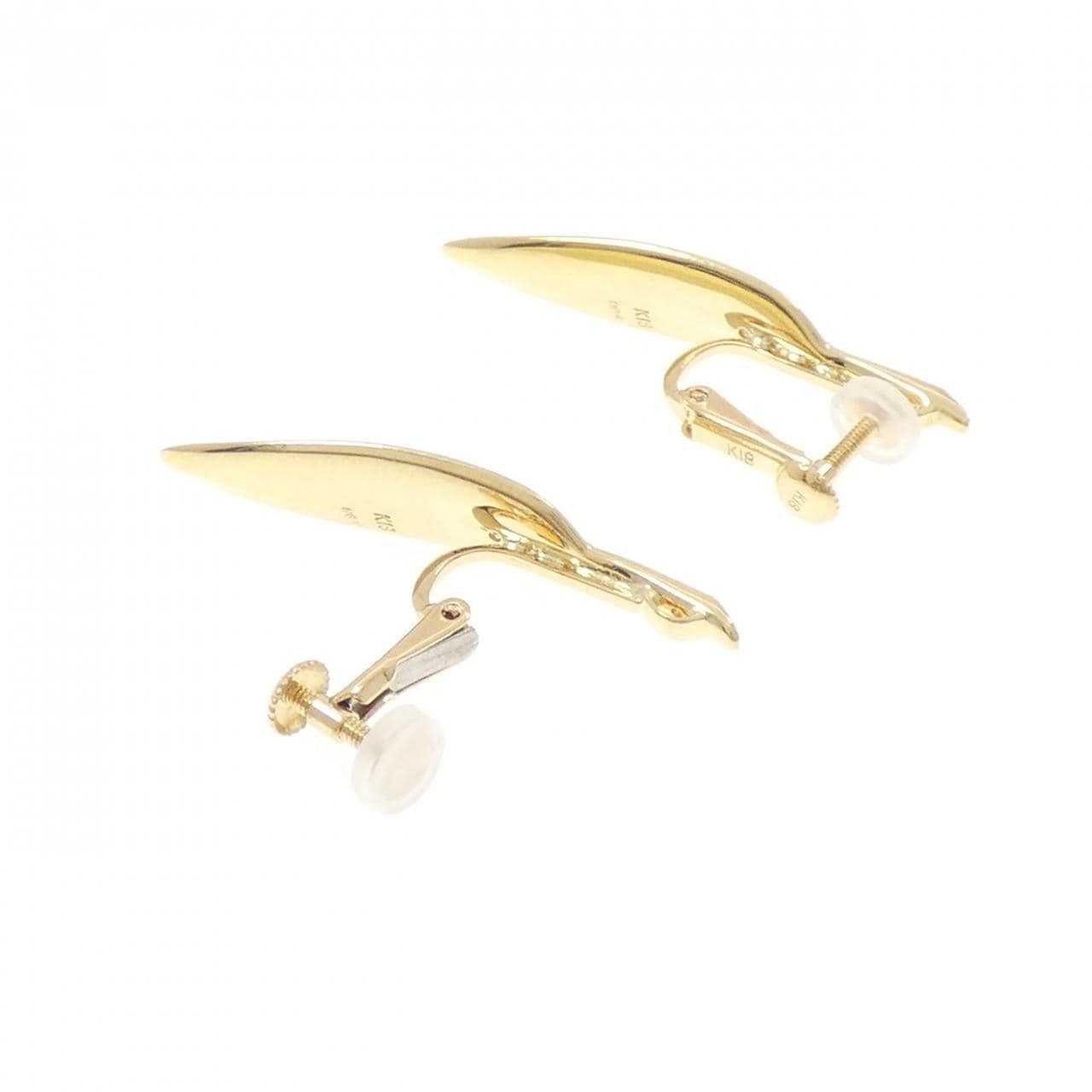 K18YG リーフ ダイヤモンド イヤリング 0.10CT