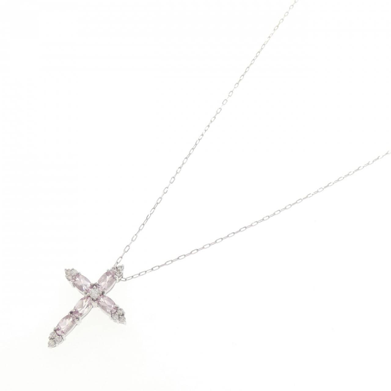 K18WG クロス モルガナイト ネックレス 0.97CT