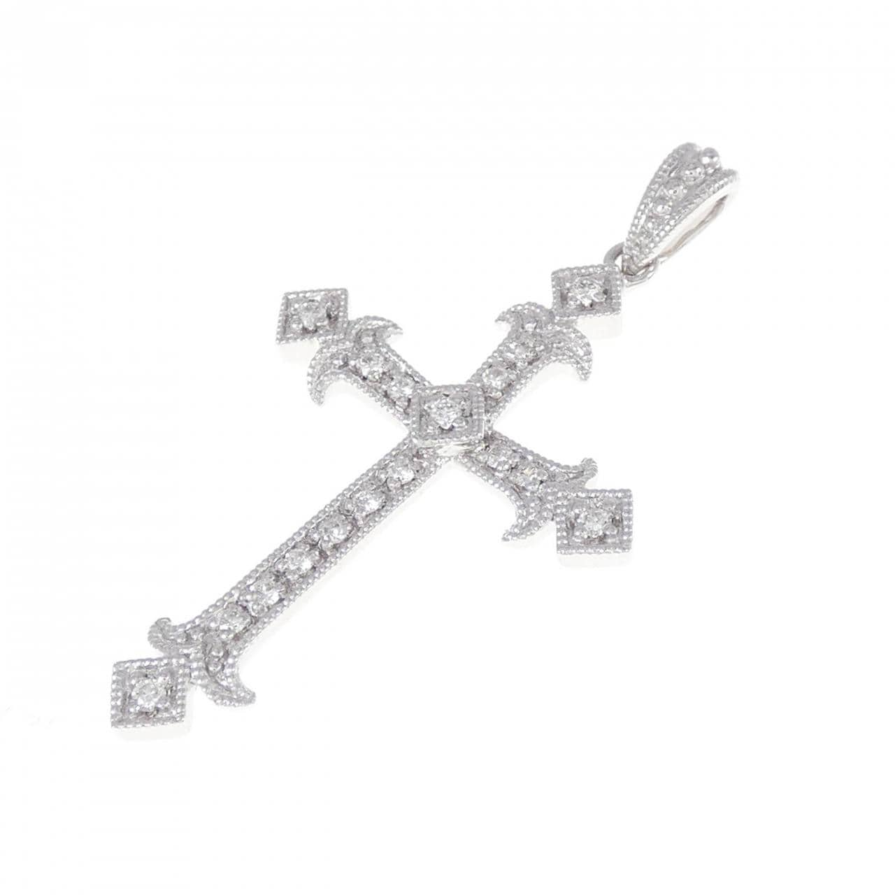 750WG Cross Diamond Pendant 0.10CT