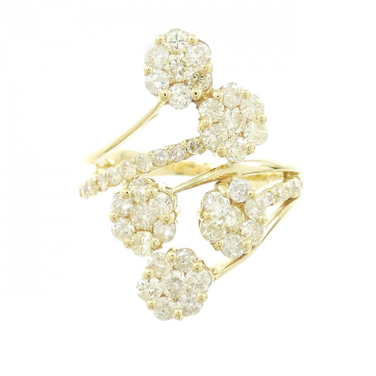 K18YG フラワー ダイヤモンド リング 1.50CT