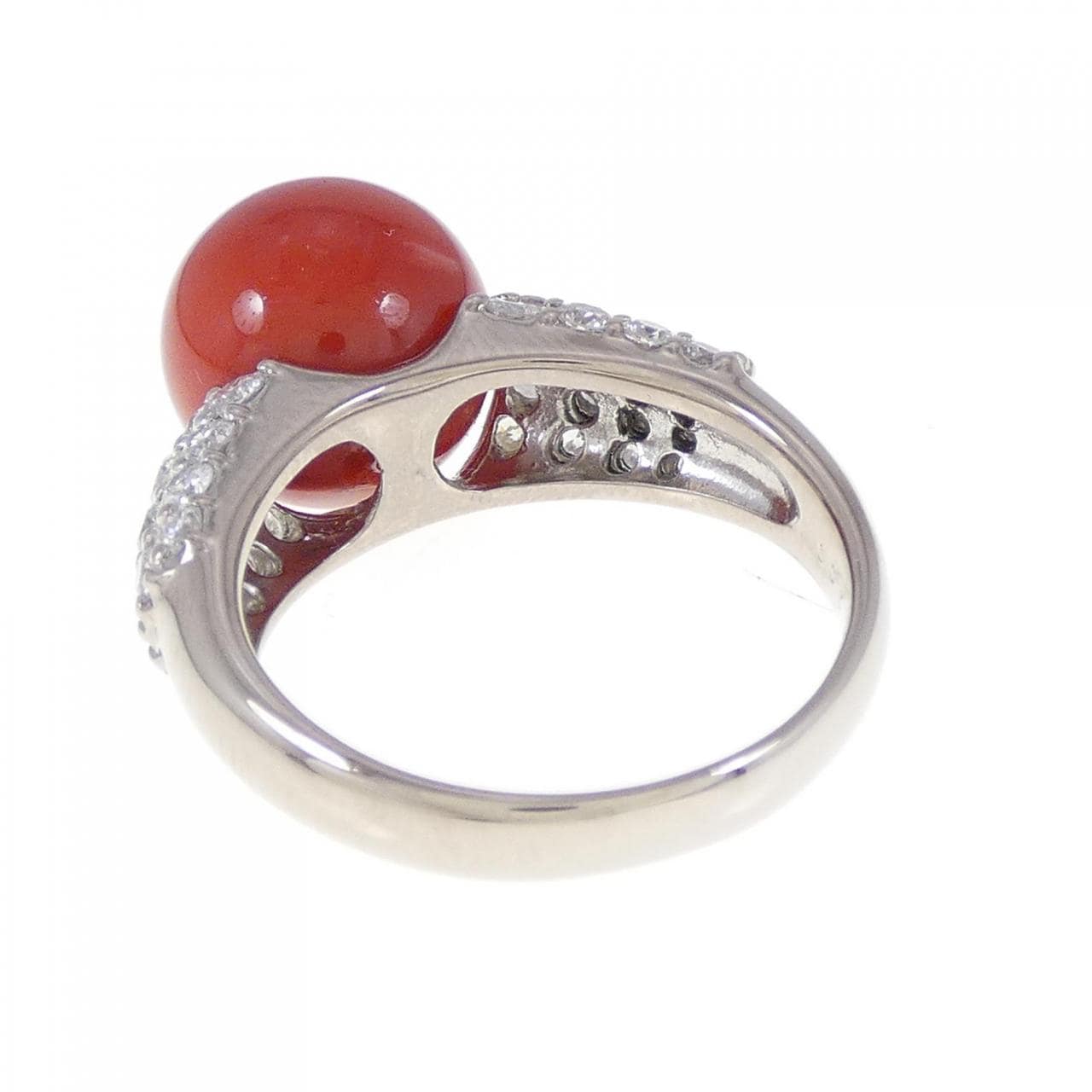 K18WG coral ring 10.9mm