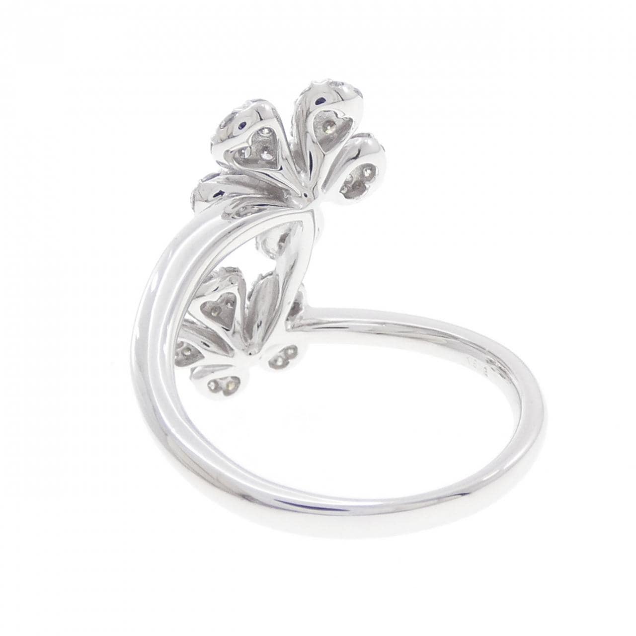 K18WG フラワー ダイヤモンド リング 0.65CT