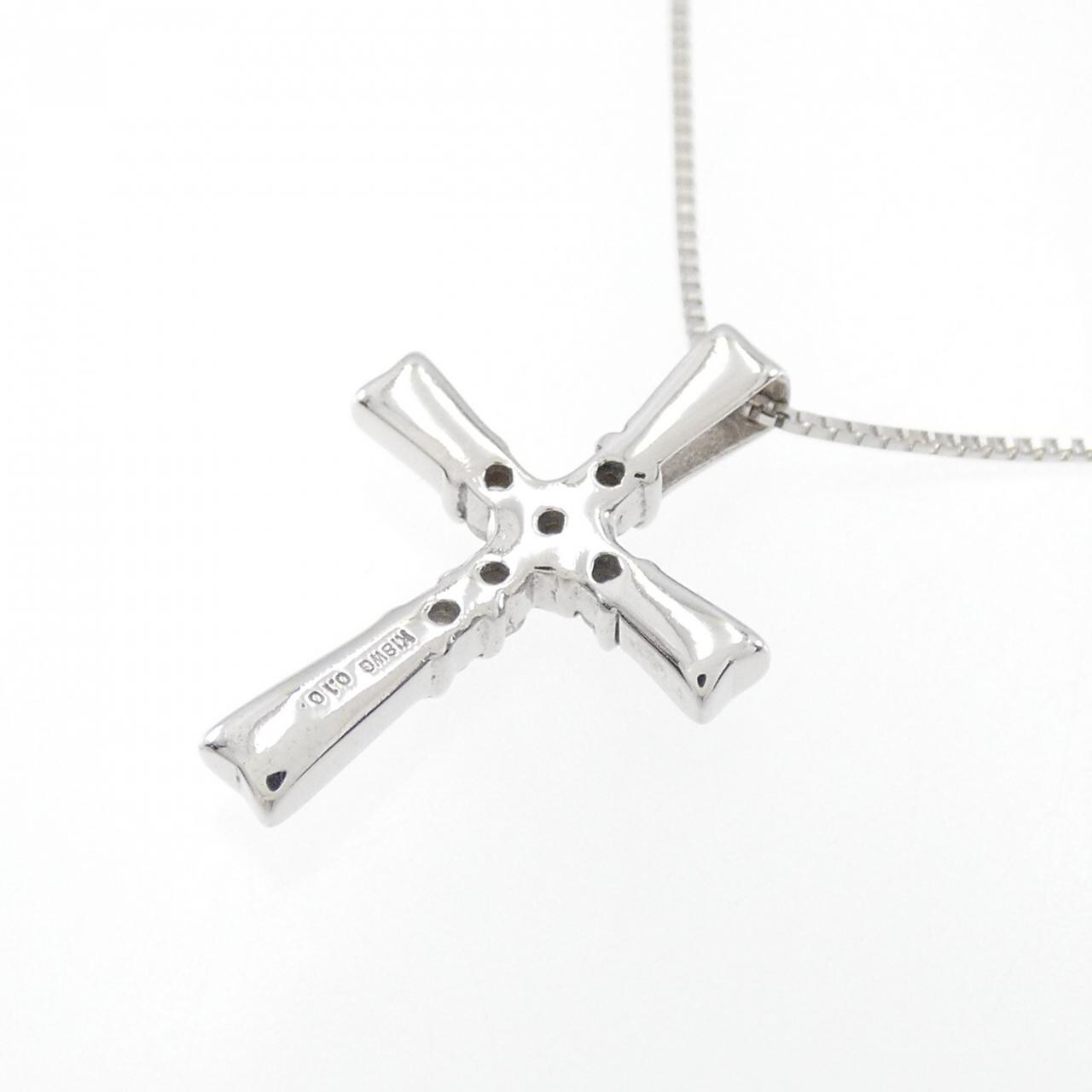 K18WG クロス ダイヤモンド ネックレス 0.10CT